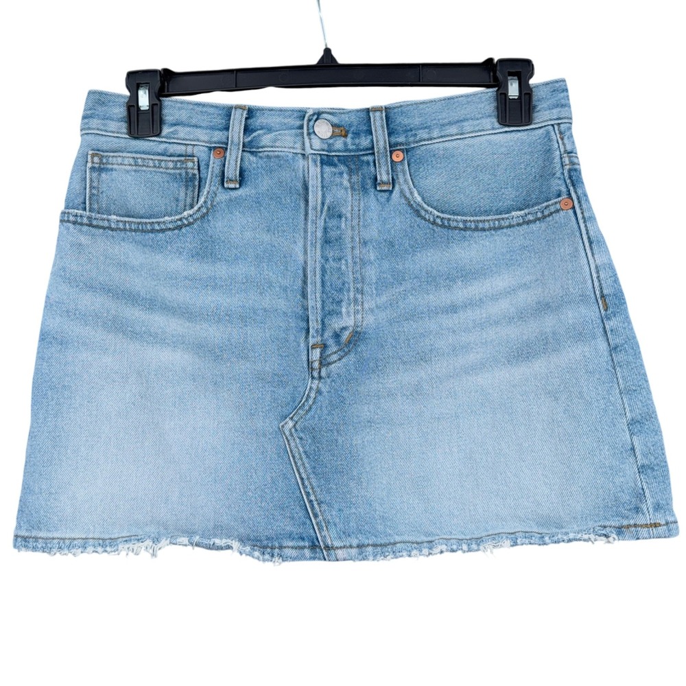 Madewell Denim Mini Skirt Womens 27 100% Cotton Light Wash Blue